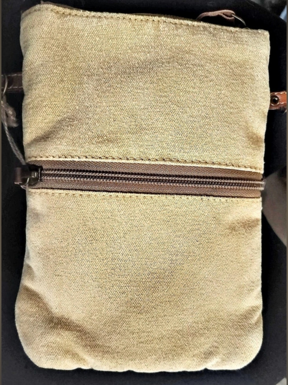 Clea Ray Canvas And Leather Beige & Brown Crossbody Bag